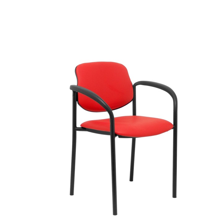 SILLA FIJA VILLALGORDO CHASIS NEGRO BRAZOS SIMILPIEL ROJO 27NSPRJCB