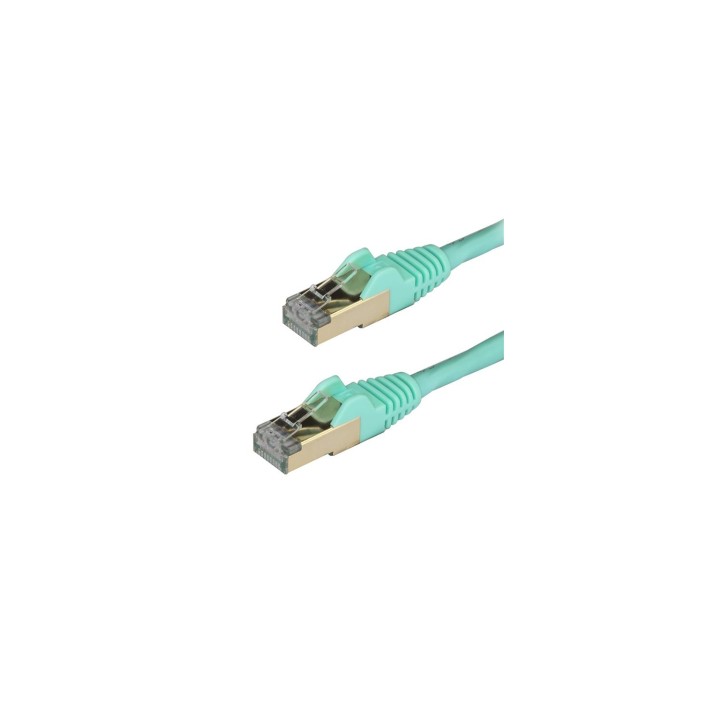 StarTech.com Cable de 3m de Red Ethernet RJ45 Cat6a Blindado STP - Cable sin Enganche Snagless - Aguamarina