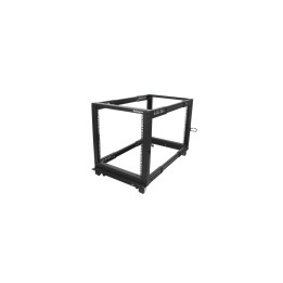 StarTech.com Rack de Marco Abierto con Profundidad Ajustable de 4 Columnas 12U con Ruedas/Niveladores y Anillas de Gestión de