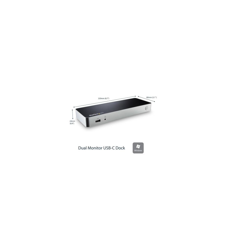 StarTech.com Docking USB-C con MST para Monitores Duales - 5 Puertos USB 3.0 - Negro Plata