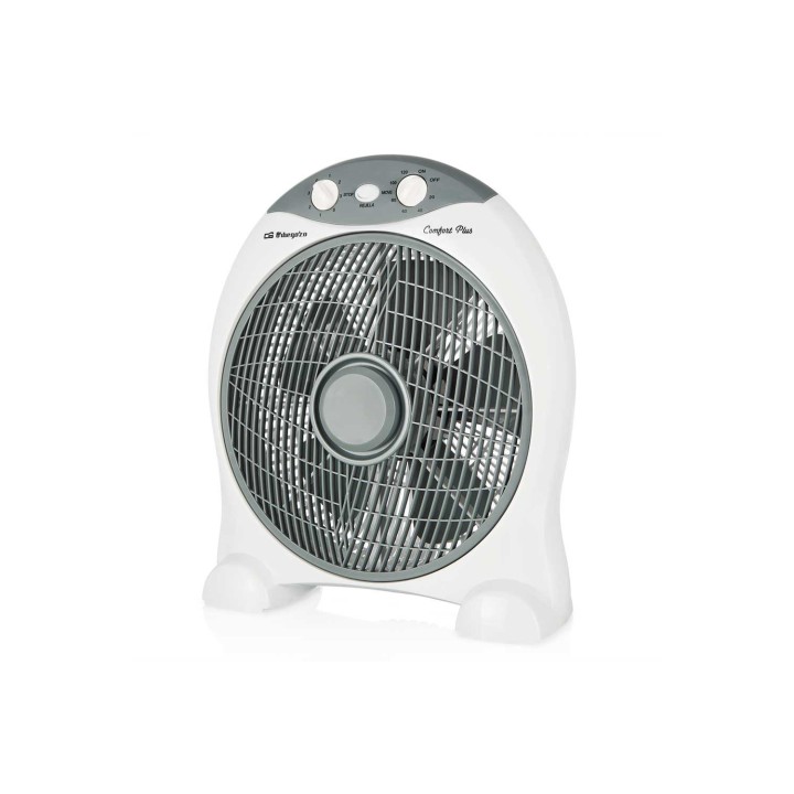 VENTILADOR DE SUELO ORBEGOZO BOX FAN BF 1030 45W ASPAS 30CM 3 VELOCIDADES SEGURIDAD ANTIVUELCO BLANCO 17426