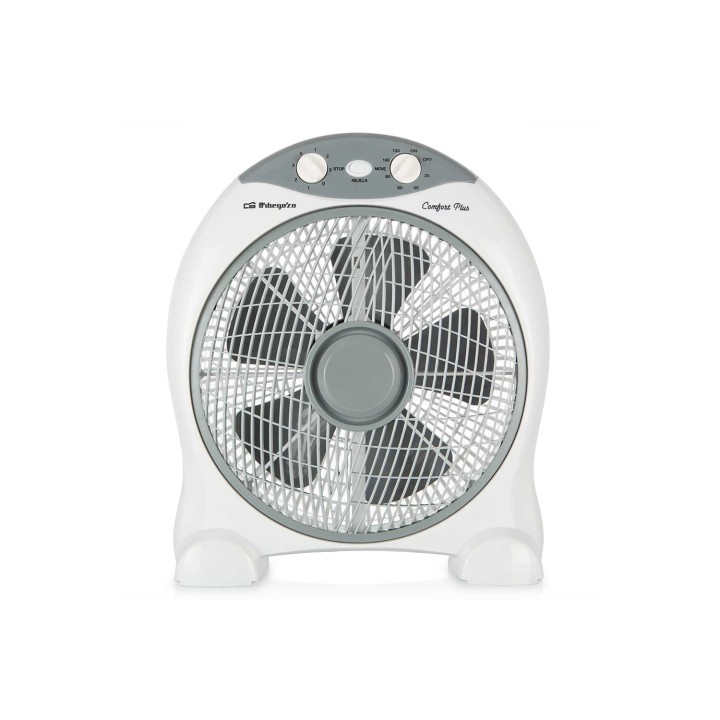 VENTILADOR DE SUELO ORBEGOZO BOX FAN BF 1030 45W ASPAS 30CM 3 VELOCIDADES SEGURIDAD ANTIVUELCO BLANCO 17426