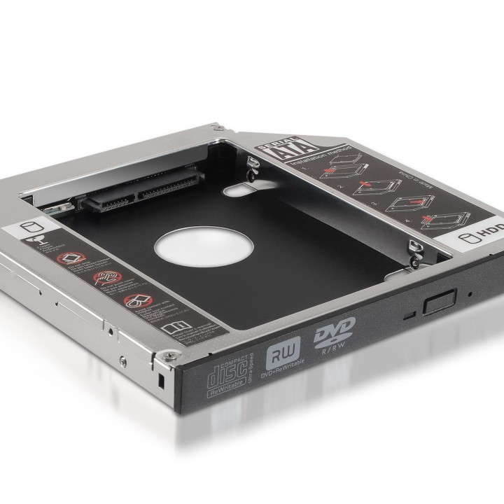 ADAPTADOR PARA PORTATIL AISENS PARA SUSTITUIR DVD DE 12.75MM POR HD SSD DE 2.5 SATA INCLUYE TORNILLOS DE MONTAJE A129-0152