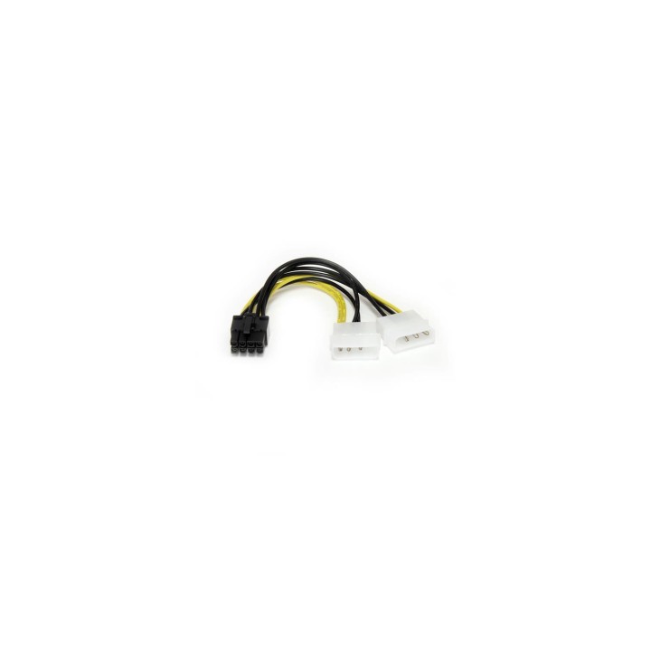 StarTech.com Cable Adaptador de Alimentación de LP4 a PCI Express PCIe de 8 Pines para Tarjeta Gráfica - 15cm Negro Amarillo