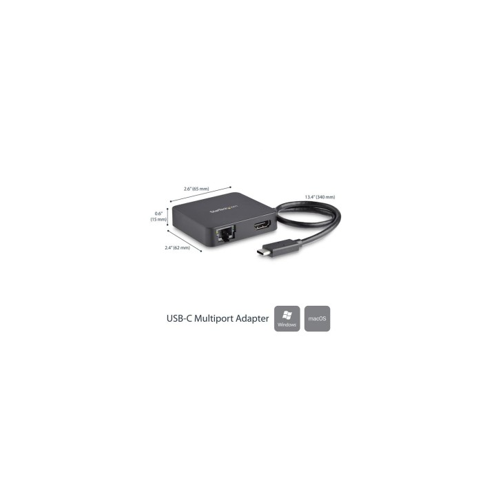StarTech.com Adaptador Multipuertos USB Tipo C para Ordenador Portátil - Docking Station USB-C con Red HDMI 4K y USB-A