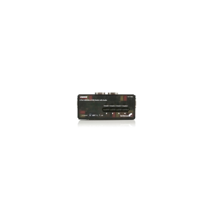 StarTech.com Juego de Conmutador Switch KVM 4 Puertos VÍ­deo VGA USB 2.0 con Cables y Audio - Negro
