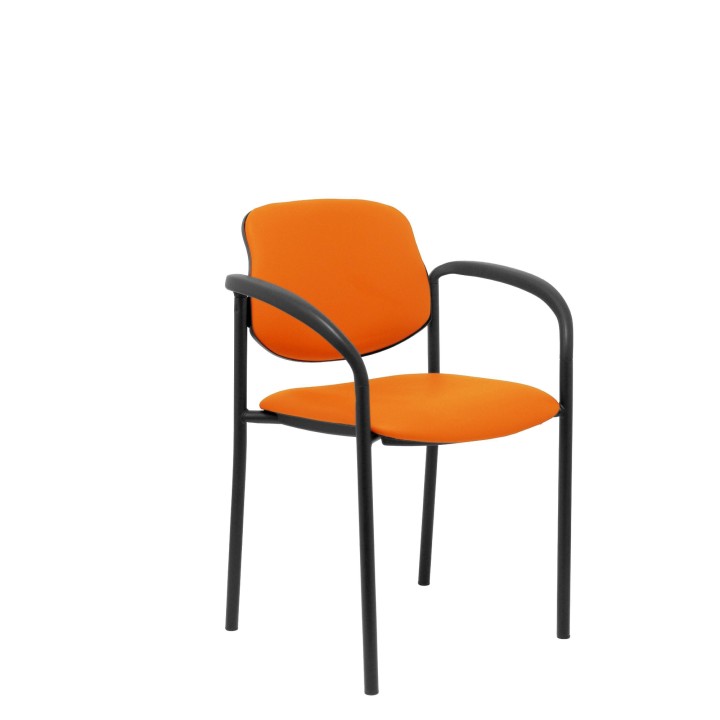 SILLA FIJA VILLALGORDO CHASIS BRAZOS NEGRO SIMILPIEL NARANJA 27NSPNACB