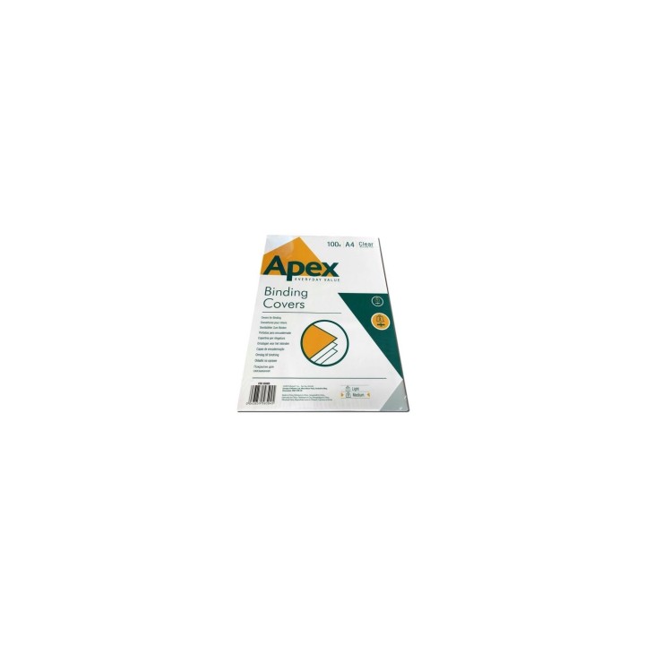 PACK DE 100 PORTADAS DE PVC TRANSPARENTE FELLOWES APEX CRC TAMAÍ‘O A4 180 MICRAS ADECUADA PARA ENCUADERNADORAS WIRE CANUTILLO