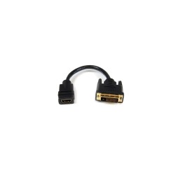 StarTech.com Adaptador de 20cm HDMI Hembra a DVI Macho - Cable Conversor de VÍ­deo - Negro