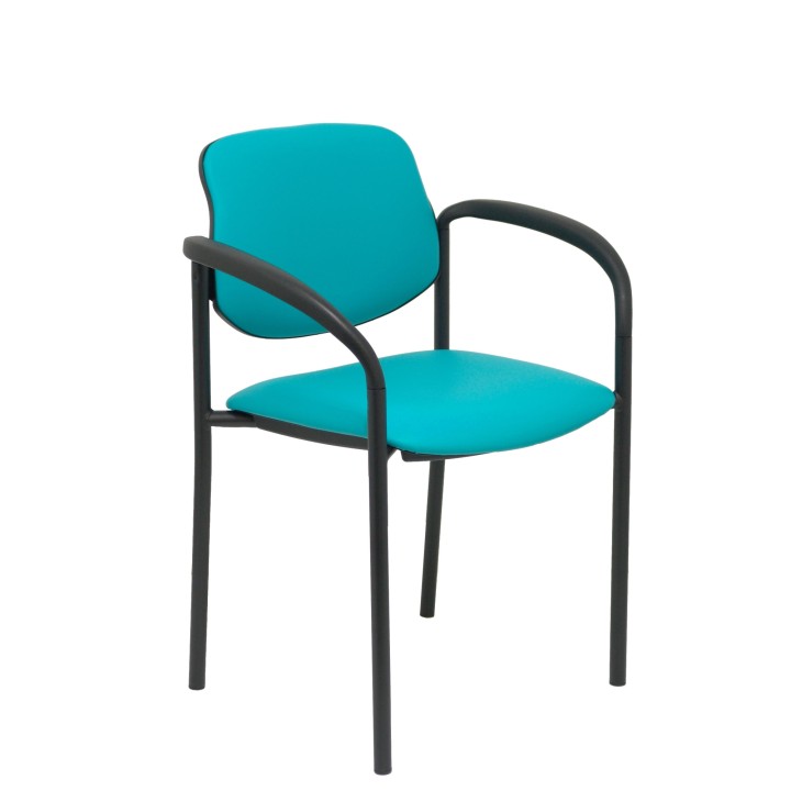 SILLA FIJA VILLALGORDO CHASIS BRAZOS NEGRO SIMILPIEL VERDE 27NSPVECB
