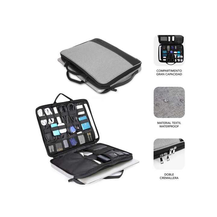 Maletin subblim advance laptop sleeve para portatiles hasta 14p gris SUB-LS-2AS0001