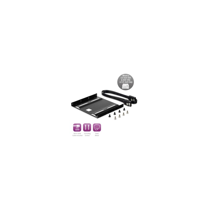 kit adaptador ewent panel bahia disco duro 2.5 a 3.5 ssd hdd con tornillos y cables de 50cm sata III negro EW7007