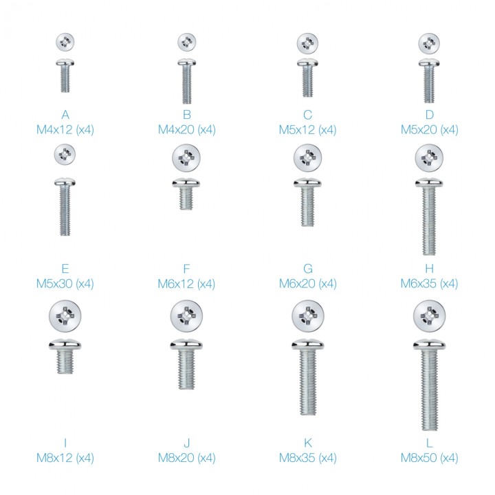 Kit montaje universal tooq para pantallas 68 piezas