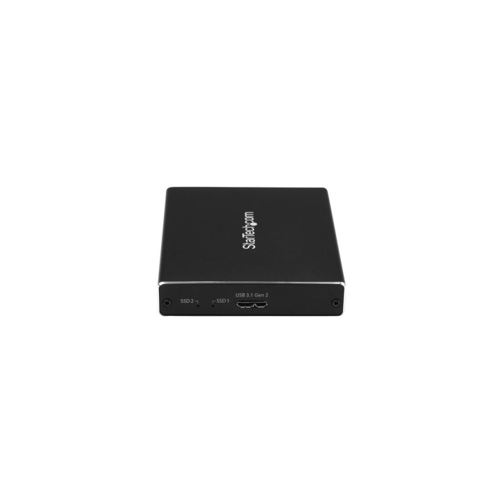StarTech.com Caja de Dos BahÍ­as M.2 NGFF - USB 3.1 (10Gbps) - RAID - Caja Externa USB-C y USB-A de Aluminio - Negro