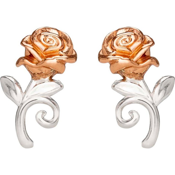 Pendientes Rosa La Bella y la Bestia Disney plata