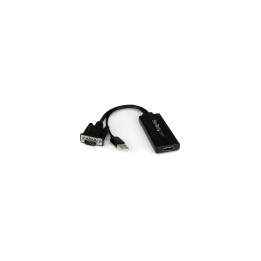 StarTech.com Adaptador VGA a HDMI con audio y alimentación USB â€“ Conversor VGA a HDMI portátil â€“ 1080 p negro