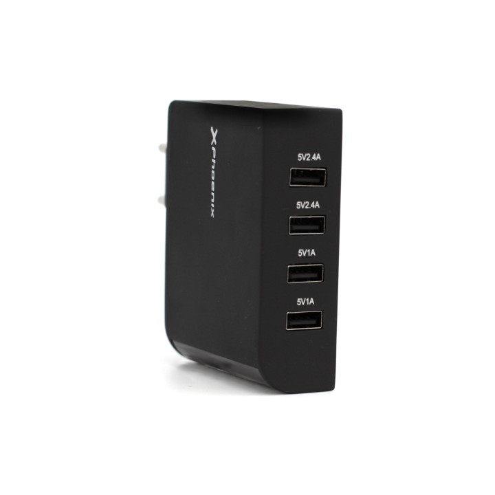Cargador adaptador pared phoenix universal 4x usb 5.1v 2.1a negro PHMULTIUSBCHARGER