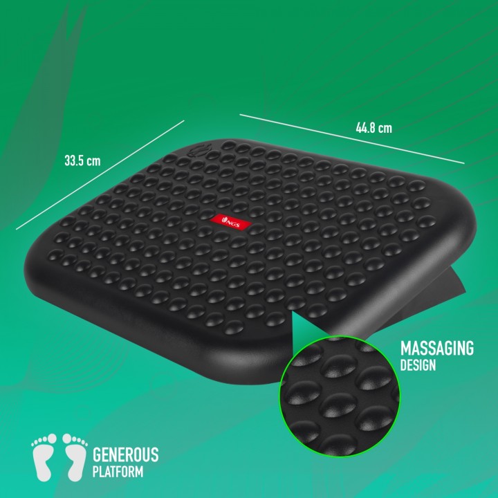 Reposapies ergonomico ngs inclinacion 0 a 15 altura ajustable 448x335mm pies antideslizantes negro FOOTNEST