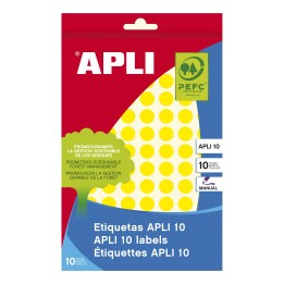 Etiquetas adhesivas circulares apli para escritura normal 10mm 1008 etiquetas amarillo 02730