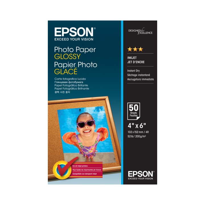 PAPEL EPSON FOTOGRAFICO GLOSSY 10X15 50 HOJAS S042547