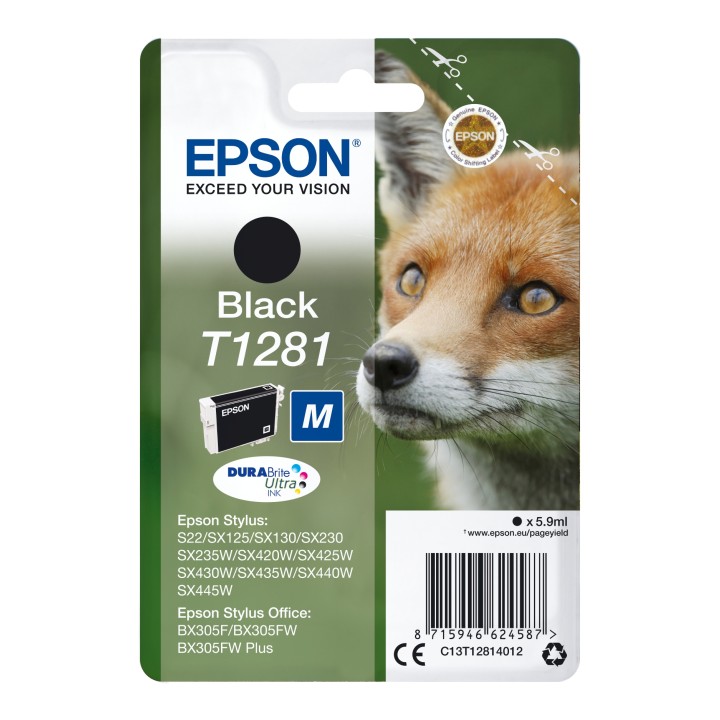 Cartucho Epson Fox T1281 etiqueta RF negro C13T12814022