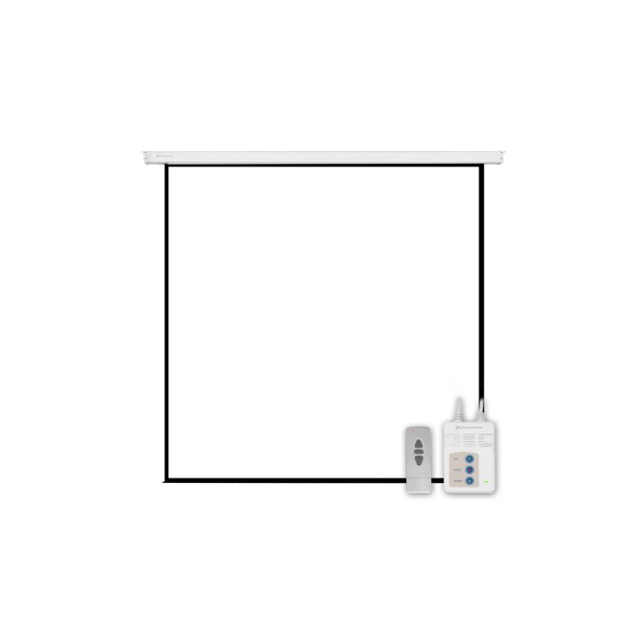 Pantalla electrica videoproyector phoenix pared y techo 135p 2.4mx2.4m posicion ajustable carcasa blanca tela super resistente