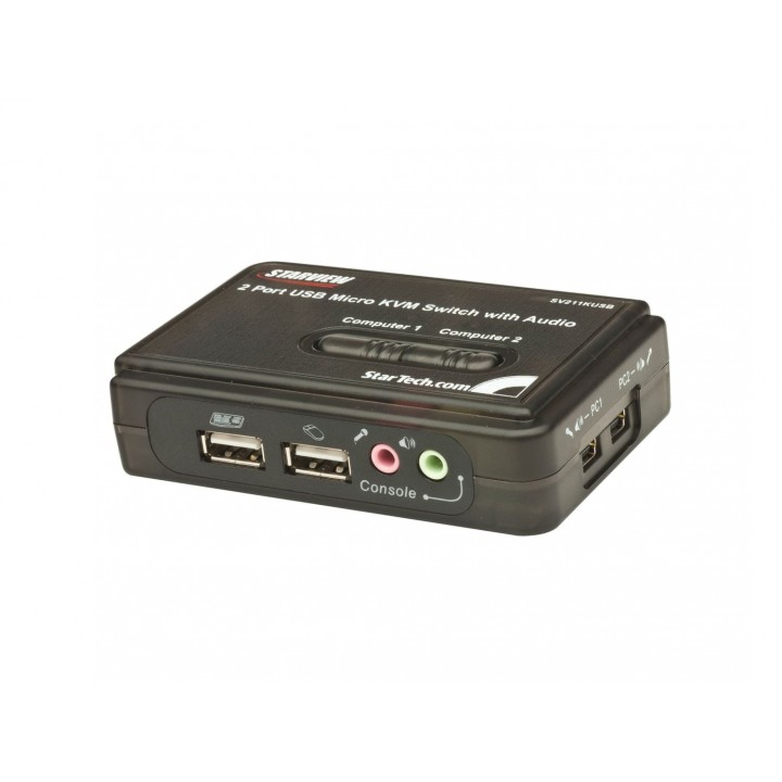 StarTech.com Juego de Conmutador KVM de 2 puertos con todo incluido - USB - Audio y VÍ­deo VGA