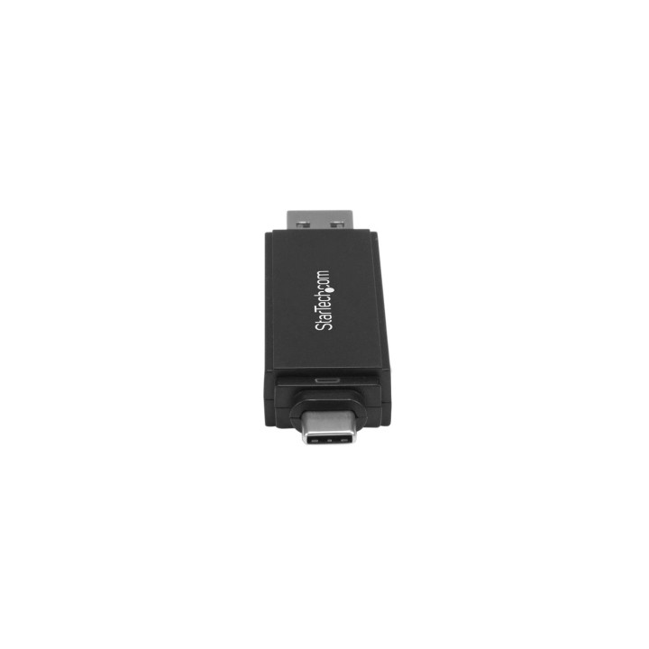 StarTech.com Lector Grabador USB 3.0 USB-C Tipo C y USB-A de Tarjetas de Memoria Flash SD Micro SD Alimentado por USB - Negro