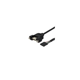StarTech.com Cable de 30cm USB 2.0 para Montaje en Panel Conexión a Placa Base - USB Tipo-A Hembra a Hembra - negro