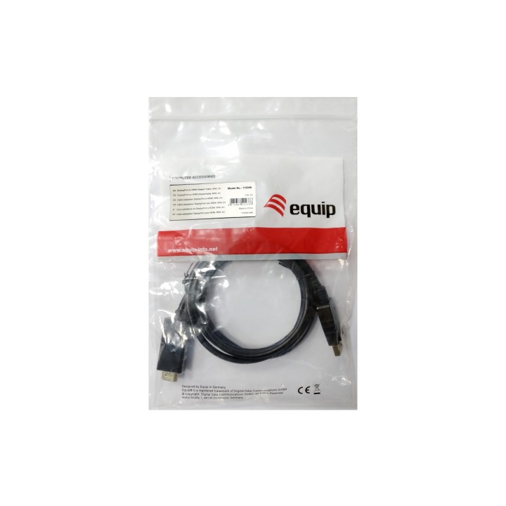 Cable equip displayport macho a hdmi macho 2m negro 119390