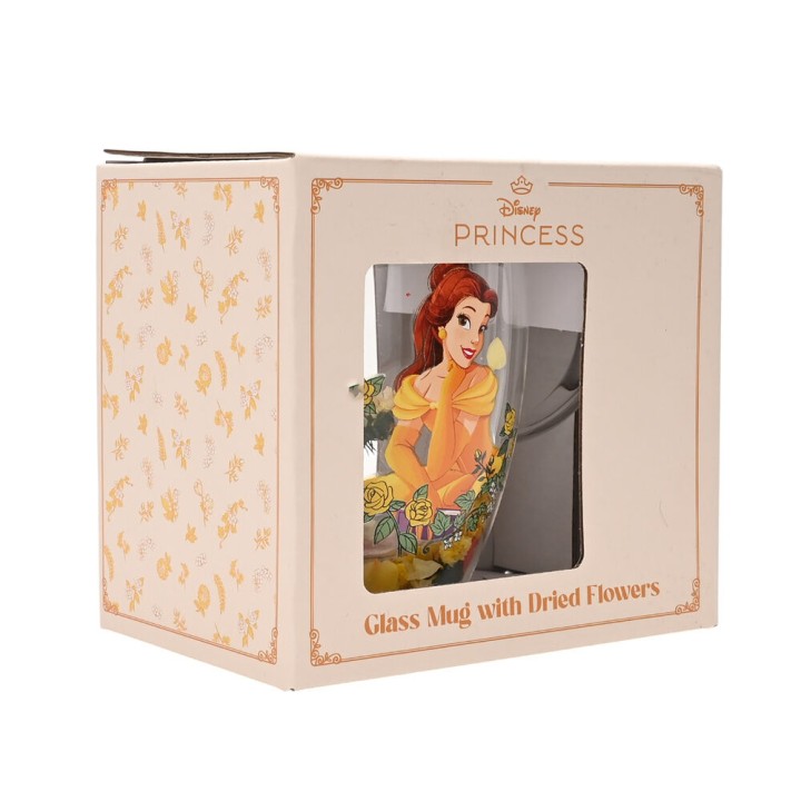Taza cristal flores secas Bella Princesas Disney