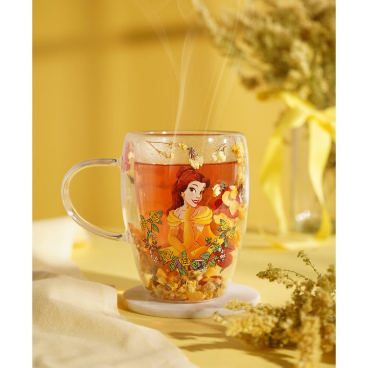Taza cristal flores secas Bella Princesas Disney