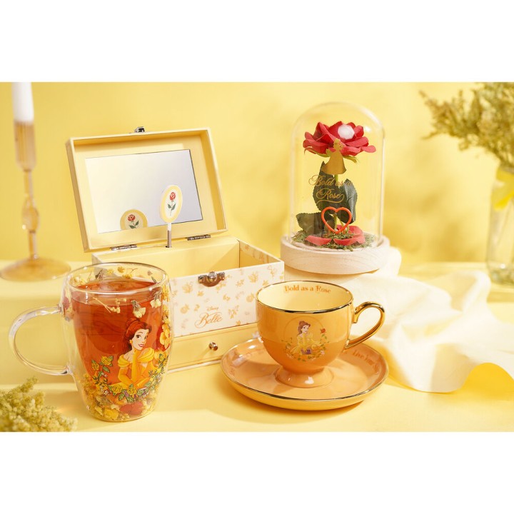 Taza cristal flores secas Bella Princesas Disney