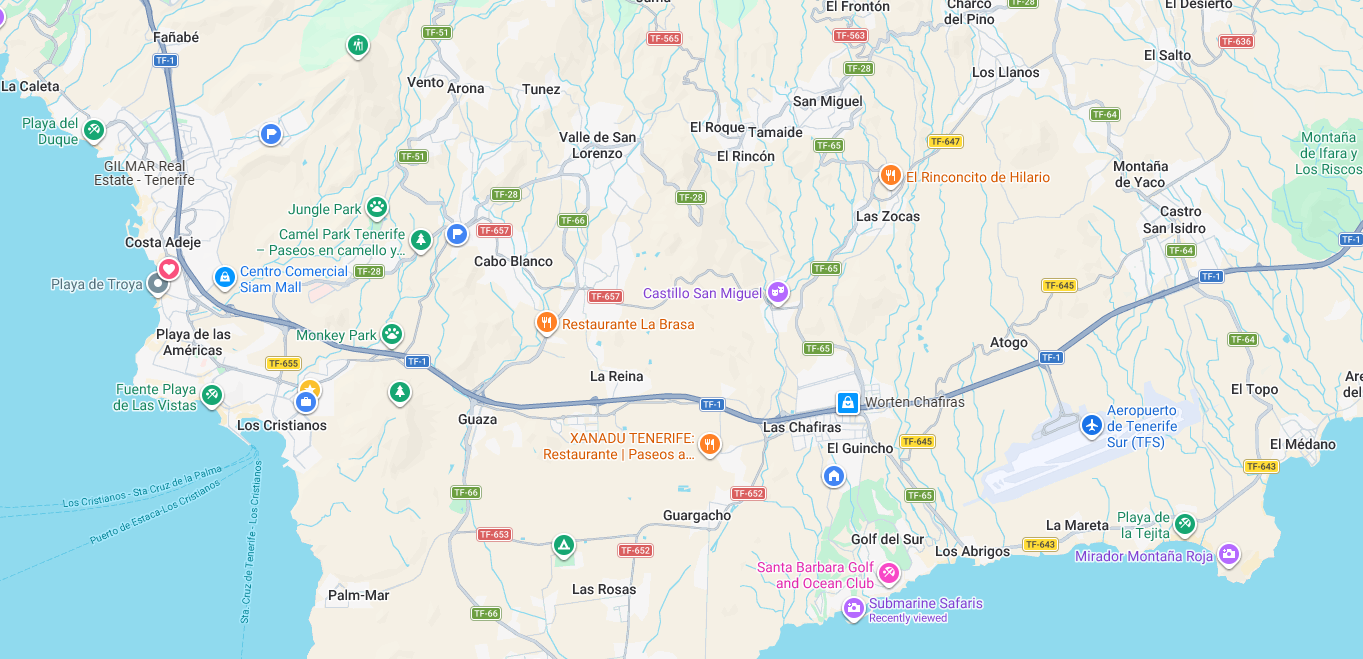 Tenerife South delivery zone